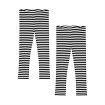 BIRKHOLM 2-Pak Stribede Rib Leggings Midnat Sort & Perfekt Hvid